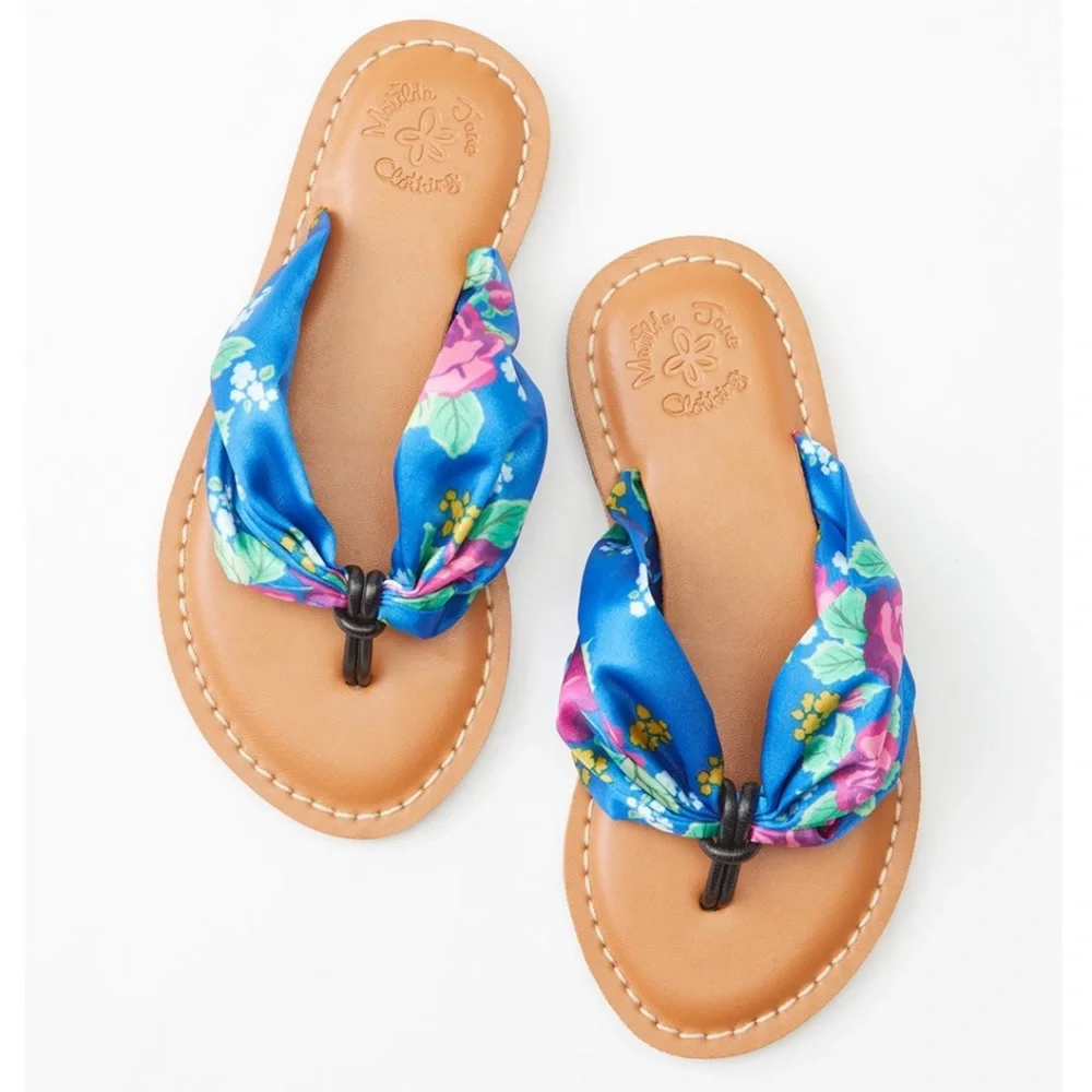 Matilda Jane Blue & Pink Tropical Seashore Sandals & Matching Bag Girl’s Size 8